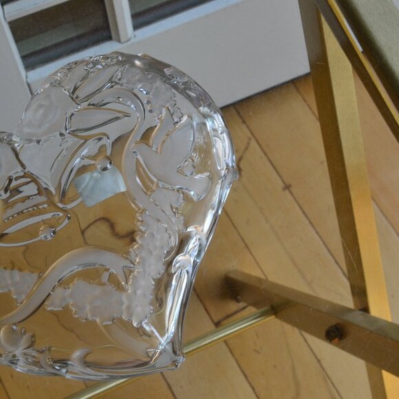 Mikasa Etched Glass Heart Wedding Anniversary Dish Bowl Bells Doves Rose Crystal - Picture 8 of 10